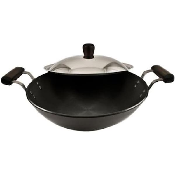 Bakebetter Futura Hard Anodised Deep-Fry Pan Kadhai with Steel Lid and Flat Bottom - 3.75 Litres BA37351 - main